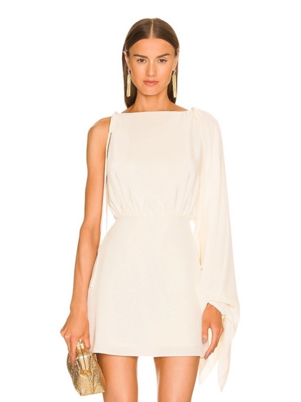 Silk Wesley Cream One-Shoulder Mini Dress